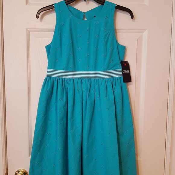 NWT Chaps Ralph Lauren Girls Summer Dress ~ Turquoise ~ Sz. 14 ~ New with Tags ~ - Picture 2 of 4